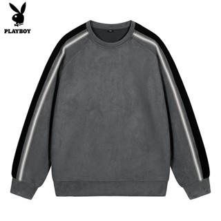 Playboy American suede sweater large mens hooded long-sleeved top