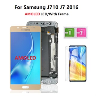 Oled พร้อมกรอบ สําหรับ Samsung Galaxy J7 2016 J710 จอแสดงผล LCD พร้อมหน้าจอสัมผัส Digitizer Assembly