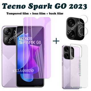 Tecno Spark GO 2023 กระจกนิรภัย Tecno Spark GO 2023 ตัวป้องกันเลนส์กล้อง แบบเต็มจอ เคลือบด้าน ความเป็นส่วนตัว ฟิล์มด้านหลัง คาร์บอนไฟเบอร์ 3 In 1