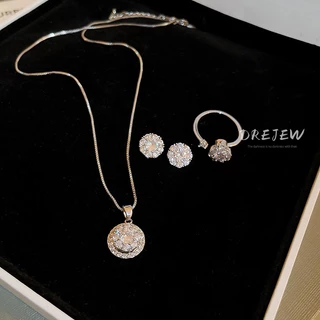 DREJEW เวอร์ชั่นของเพทายวงกลมสร้อยคอระดับไฮเอนด์ไหปลาร้าโซ่สร้อยคอแฟชั่นเครื่องประดับใหม่