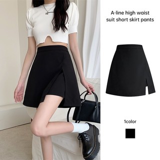 Korean Casual Women's Summer Black A-line Suit Skirt High Waist Short Skirt Pants M-XL Size SR