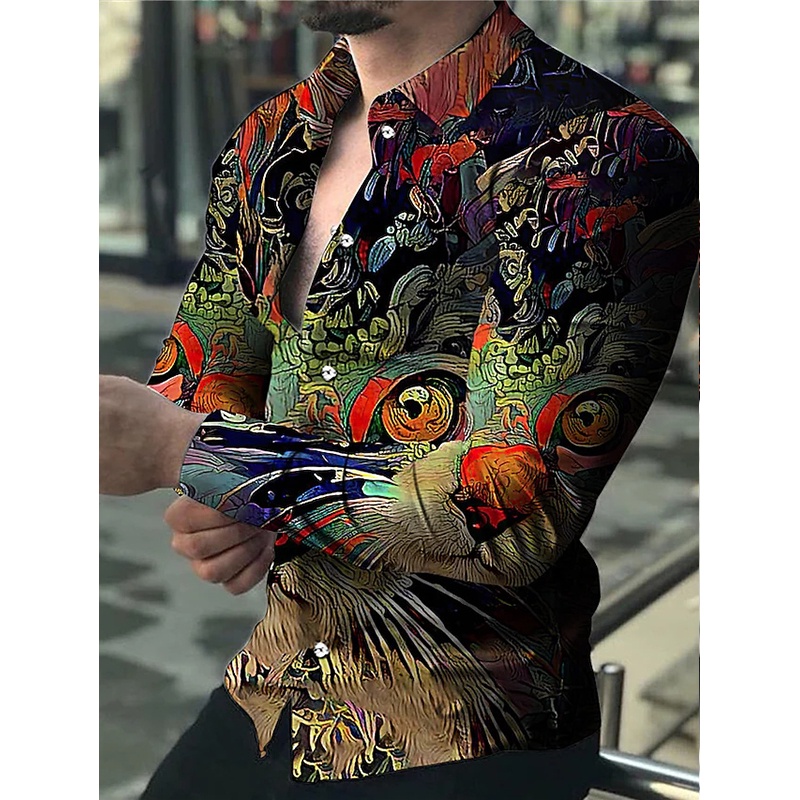 เสื้อเชิ้ตผู้ชายแฟชั่นสุดหรู, เสื้อเชิ้ตลําลองขนาดใหญ่, เสื้อเชิ้ตแขนยาวพิมพ์ลายดอกไม้,