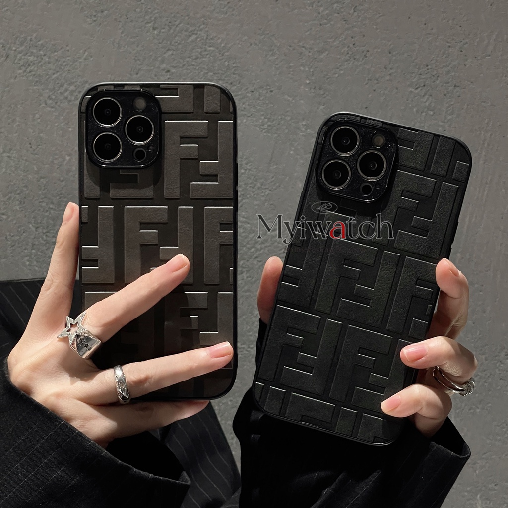 High-fashion edge หนังสําหรับ iPhone 16 15 14 13 11 12 Pro Max 7 8 Plus X XS XR XSMax สงบและเย็นตกครอบคลุมฝาครอบ Anti falling ฝาครอบ