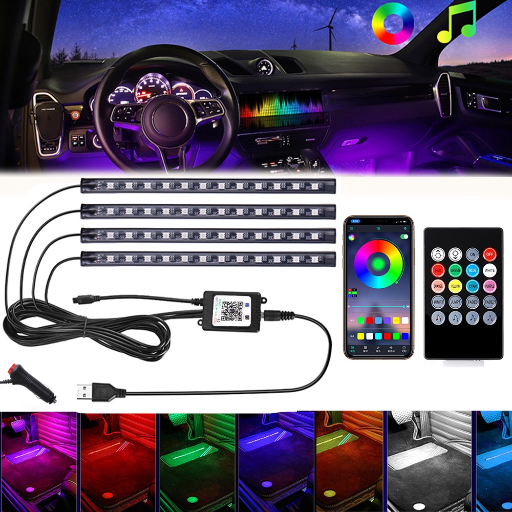 ไฟ Led รูปเท้า พร้อมไฟแช็กบุหรี่ USB ไฟแบ็คไลท์ ควบคุมผ่านแอพเพลง RGB ไฟบรรยากาศตกแต่งภายในรถยนต์