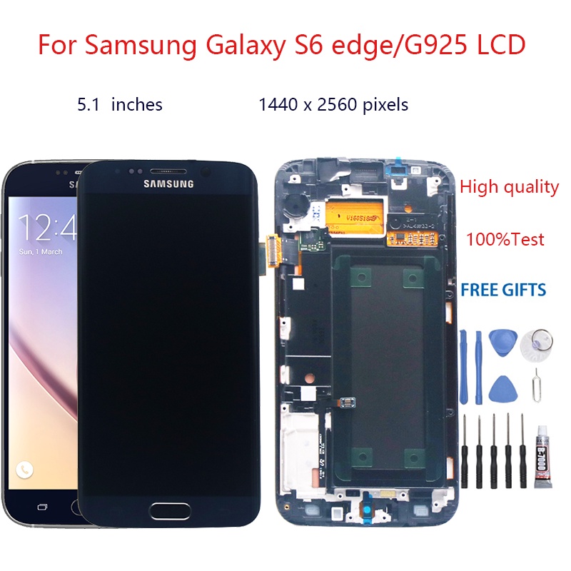 อะไหล่หน้าจอสัมผัสดิจิทัล LCD แบบเปลี่ยน สําหรับ Samsung Galaxy S6 edge G925 S6 edge G925