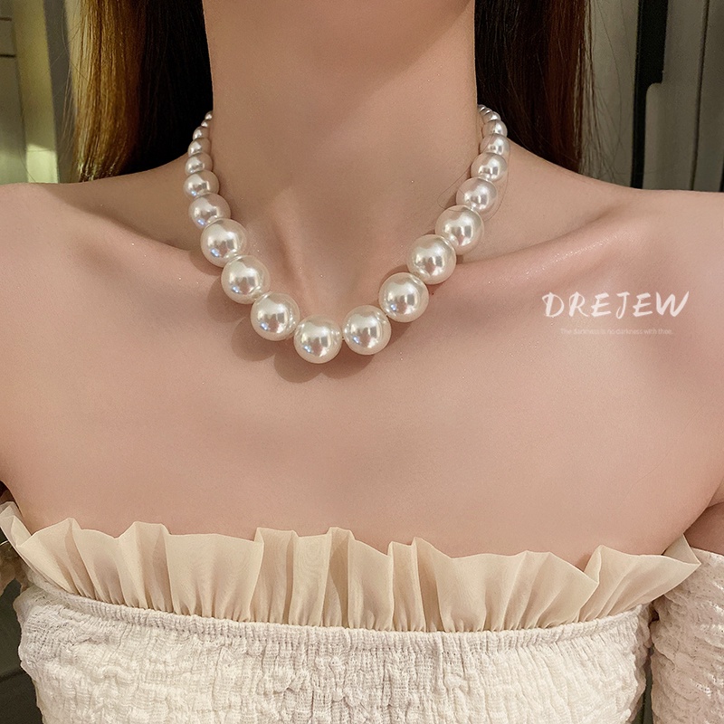DREJEW สร้อยคอโซ่ ประดับมุก ไล่โทนสี สไตล์เกาหลี เรโทร