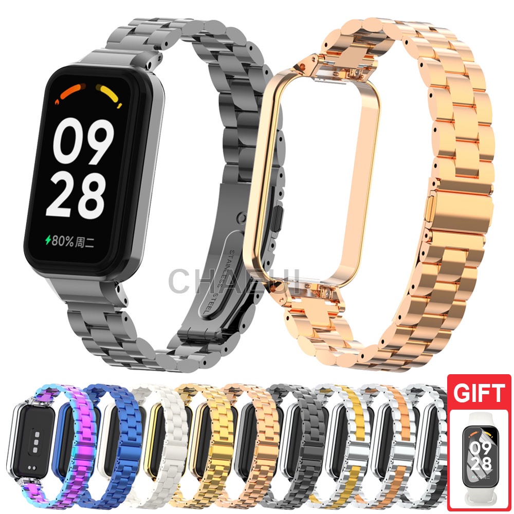 สายสแตนเลสเปลี่ยนแถบโลหะสําหรับ Redmi Smart Band 2 3 / Xiaomi Smart Band 8 9 Active