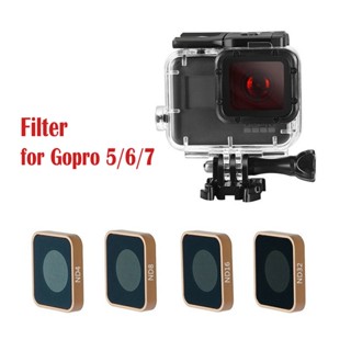 ฟิลเตอร์เลนส์กล้อง ND4 ND8 ND16 ND32 กันน้ํา สําหรับ Gopro Hero 7 black Gopro 6/5 สีดํา