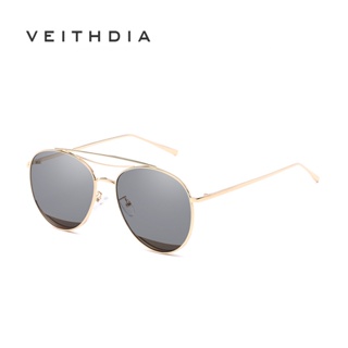 Veithdia ใหม่ แว่นตากันแดดแฟชั่น กรอบโลหะ ทรงกลม สําหรับสตรี CJ7738