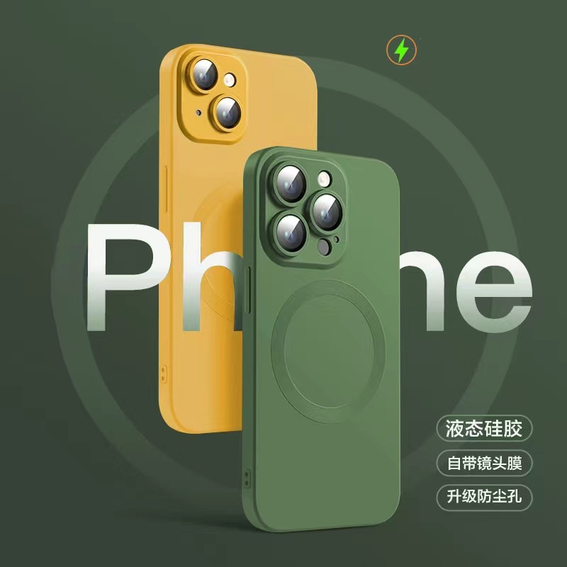 【lens film+Dust-proof holes+Matte smooth touch/silicone soft case/Riddge Green color】 เคส compatible for iPhone 11 Pro Max 12 Pro Max 13 Pro Max 14 Pro Max case