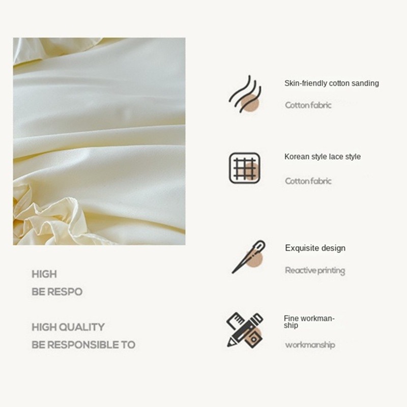 กระโปรงเตียง ผ้าปูที่นอนกันไรฝุ่น ล้วน ผ้าคลุมเตียง แบบเรียบ นุ่ม เป็นมิตรกับผิวหนัง 5 ฟุต 6 ฟุต Ins สไตล์เกาหลี ลูกไม้ สีขาว นัวเนีย ผ้าปูที่นอน ระบายอากาศ ที่ละเอียดอ่อน - รูปที่ 6