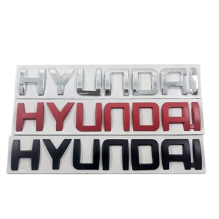 สติกเกอร์โลหะโครเมี่ยม ขนาดใหญ่ ลายโลโก้ตัวอักษร HYUNDAI สีดํา สีแดง แบบเปลี่ยน สําหรับติดตกแต่งรถยนต์ รถบรรทุก 1 ชิ้น