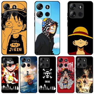 เคสโทรศัพท์ซิลิโคน แบบนิ่ม ลายการ์ตูนอนิเมะ One Piece กันกระแทก สีดํา สําหรับ Tecno Spark GO 2023