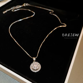 DREJEW เวอร์ชั่นของเพทายวงกลมสร้อยคอระดับไฮเอนด์ไหปลาร้าโซ่สร้อยคอแฟชั่นเครื่องประดับใหม่