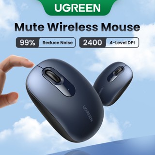 UGREEN Wireless Mouse 2.4G Silent Computer Mouse with USB Receiver, Optical Cordless Wireless Mouse, 2400DPI, Small Flat Portable Mice for PC, Laptop, Computer,