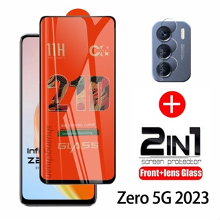 2in1 Infinix Zero 5G 2023 ฟิล์มกระจกนิรภัยกันรอยหน้าจอ แบบเต็มจอ + ฟิล์มกันรอยเลนส์กล้อง