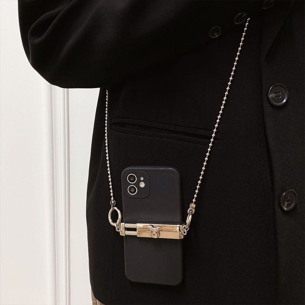 สายโซ่คล้องโทรศัพท์มือถือ แบบโลหะ ป้องกันการสูญหาย พร้อมคลิปหนีบด้านหลัง แบบเรียบง่าย