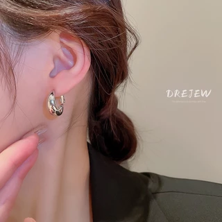 DREJEW ต่างหูแฟชั่น ชุบทอง 18k ทรงกลม เรขาคณิต สไตล์ญี่ปุ่น เกาหลี เรียบง่าย