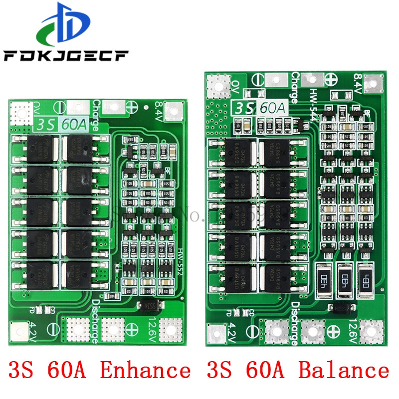 เสริม/Balance 3S 60A BMS Board/Li-Ion 12.6V 18650 BMS PCM แบตเตอรี่ป้องกันสําหรับ Li-Ion แบตเตอรี่/1