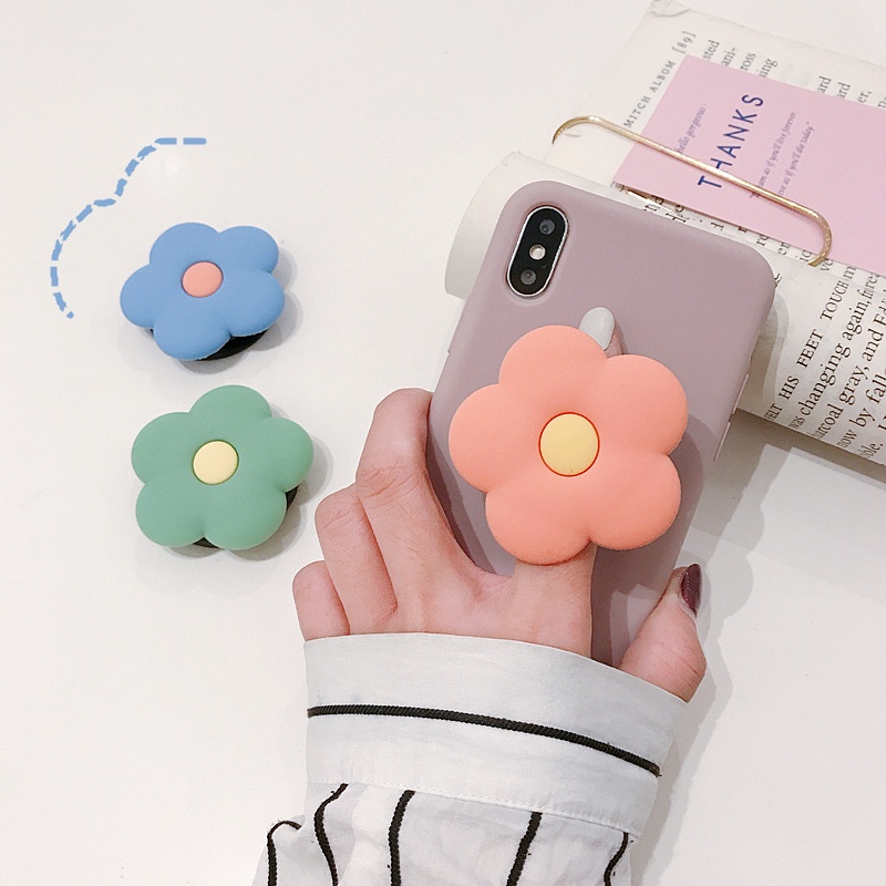 กริ๊ปสต็อก ลายการ์ตูน ลายดอกไม้ สีพื้น สำหรับติดโทรศัพท์มือถือ ที่จับมือถือ ที่ยึดโทรศัพท์กันกระแทก ที่ติดหลังโทรศัพท์