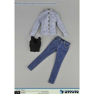 ZYTOYS ZY5012 1/6 Scale Shirt Vest Jeans Clothes Set For 12 Female PH TBL JO Body