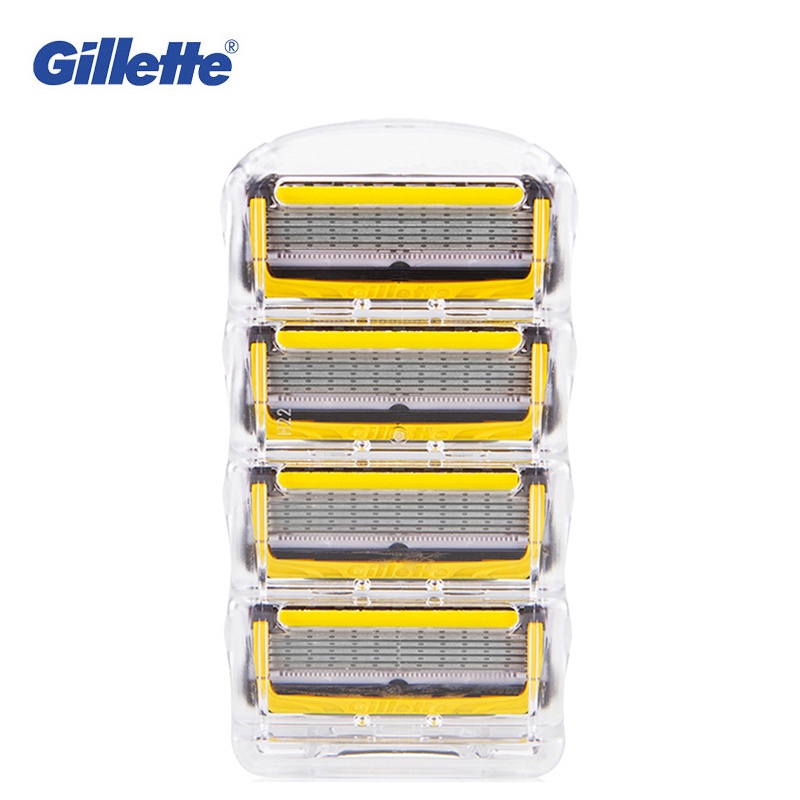 Gillette Fusion Proshield มีดโกน 5 ชั้นใบมีดโกนหนวดมีดโกน Beard เครื่องโกนหนวดใบมีดสําหรับ Man Face Care ผมปลอดภัยกําจัด 4PCS ใบมีดเติม