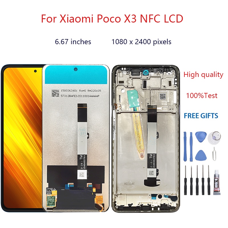 อะไหล่หน้าจอสัมผัส LCD แบบเปลี่ยน สําหรับ Xiaomi Poco X3 NFC Poco X3 NFC