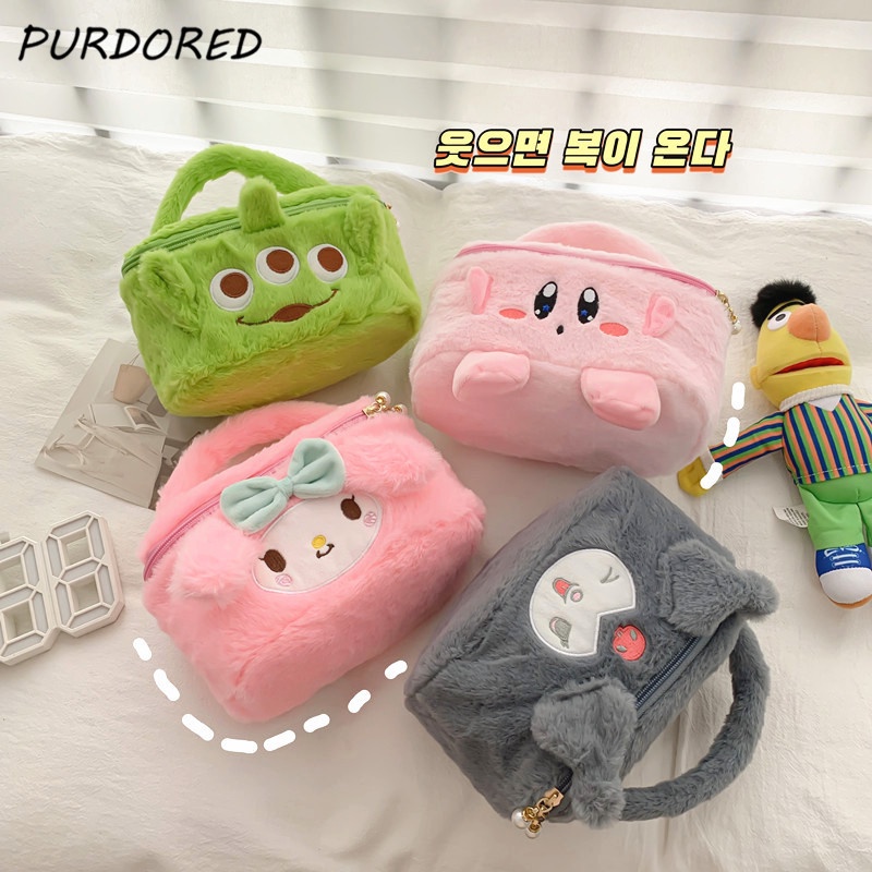 กระเป๋าเครื่องสําอาง แบบนิ่ม ขนาดใหญ่ ลายการ์ตูน Sanrio Kuromi Cinnamoroll เหมาะกับการเดินทาง สําหรับผู้หญิง