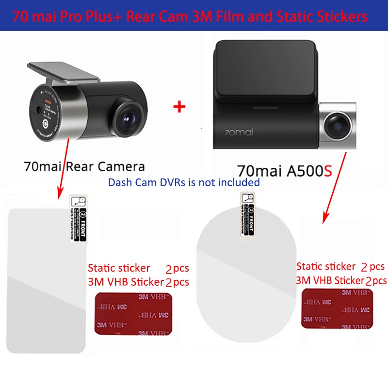 (24hr เรือ) 2 PCS สําหรับ 70Mai Dash Cam Pro Plus + A500S A510 A200 Dash Cam สมาร์ท 3M ฟิล์มและสติกเ
