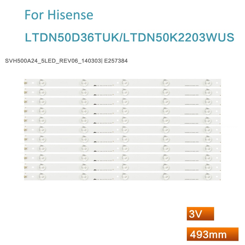 แถบไฟแบ็คไลท์ led สําหรับ Hisense LEDN50D36P LCD TV 50 นิ้ว SVH500A24-5LED-REV06 11 ชิ้น ต่อชุด140303