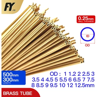 Fuyi ท่อทองเหลือง หนา 0.25 มม. ยาว 300 500 มม. OD 1 1.2 1.5 2 2.5 3 3.5 4 4.5 5 5.5 6 6.5 7 7.5 7.7 8 8.5 9 9.5 10 12 12.5 มม.
