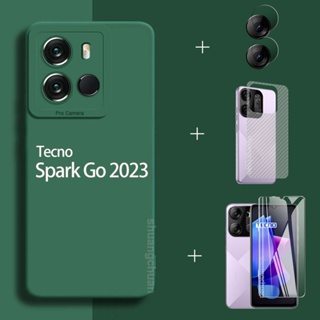 4in1 เคสโทรศัพท์ สําหรับ Tecno Spark GO 2023 เคสโทรศัพท์ กันตก + ฟิล์มกระจกนิรภัยใส + ฟิล์มเลนส์ + ฟิล์มด้านหลัง