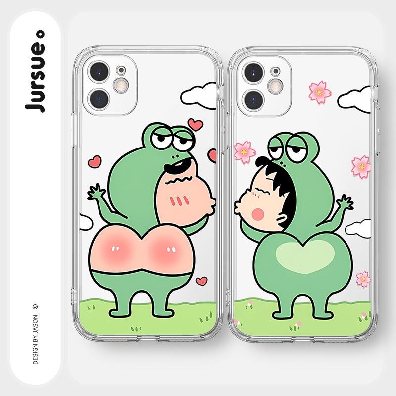 JURSUE เคสคู่ เคสไอโฟน คู่รัก กันกระแทกซิลิโคนนุ่มใสการ์ตูนน่ารักตลก เคสโทรศัพท์ Compatible for iPhone 17 16 15 14 13 12 11 Pro Max SE 2020 X XR XS 8 7 Plus พลัส Y3114