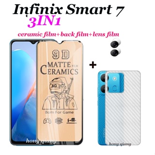 3in1 ForInfinix Smart 7 Smart 7 plus Smart 6 plus Smart 6 Smart 5 Smart 4 กระจกนิรภัย เซรามิค ฟิล์มนิ่ม ฝ้า + ฟิล์มเลนส์ + ฟิล์มด้านหลัง