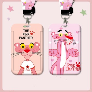 กระเป๋าใส่บัตรประจําตัวประชาชน ABS ลายการ์ตูน Pink Panther พร้อมสายคล้องคอ สําหรับนักเรียน