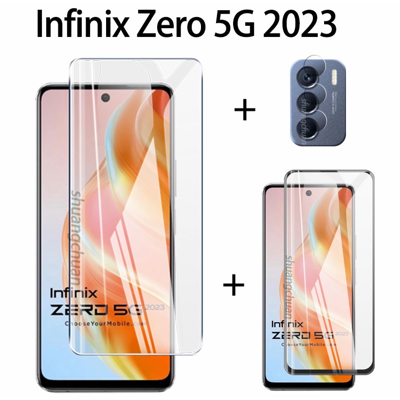 3in1 สําหรับ Infinix Zero 5G 2023 ฟิล์มกระจกนิรภัย + กระจกนิรภัยกันรอยหน้าจอ แบบเต็มจอ + ฟิล์มกันรอยเลนส์กล้อง ราคา ถูกที่สุด ดีลบีเคเค