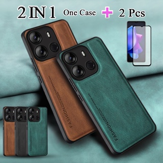 2 IN 1 เคสโทรศัพท์มือถือหนัง เซรามิค ทรงโค้ง ป้องกันหน้าจอ หรูหรา สําหรับ Infinix Smart 7 X6515 X6517