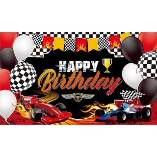 7x5ft Car Racing Happy Birthday Backdrop Car Themed Birthday Party Decorations Racing Party Photo Background Racing Theme Party Supplies for Birthday Party Photography Decor