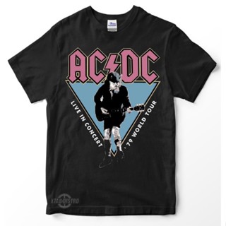 เสื้อยืดแขนสั้น【🔥🔥】เสื้อยืด acdc LIVE IN CONCERT 79 WORLD ทัวร์ พรีเมี่ยม เสื้อยืด acdc ทัวร์วงดนตรี วินเทจ ร็อคแอนด์โ