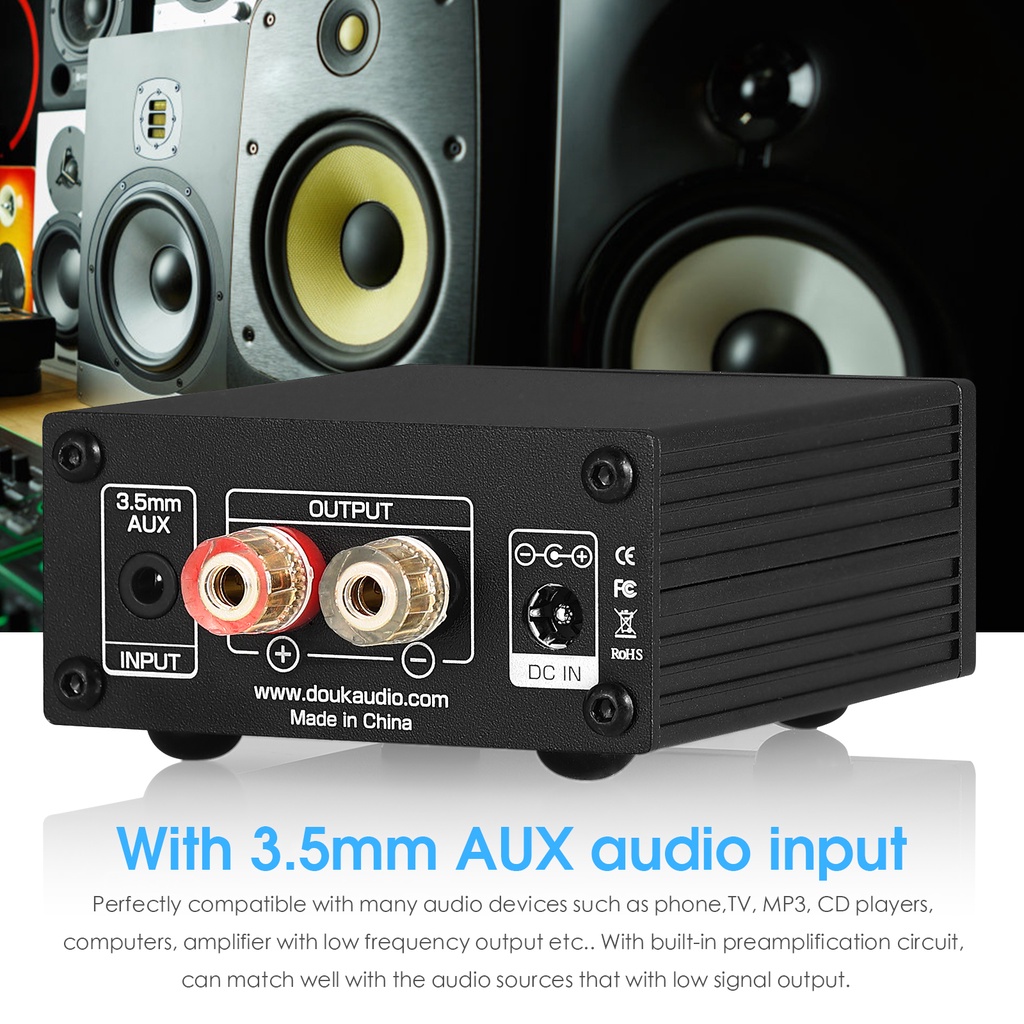 Douk Audio NS-03G เครื่องขยายเสียงซับวูฟเฟอร์ดิจิทัล 100W ความถี่เต็มช่อง TPA3116