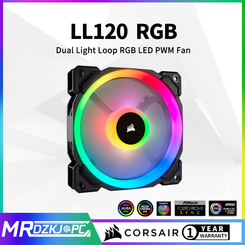 Corsair LL120 SP120 พัดลมระบายความร้อน CPU RGB 120 มม. ไฟคู่ RGB LED PWM 4PIN PWM