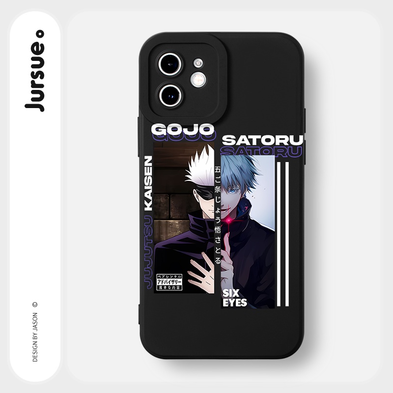 JURSUE เคสไอโฟน เคสซิลิโคนนุ่มกันกระแทกการ์ตูนอนิเมะตลก เคสโทรศัพท์ สีดำ Compatible for iPhone 16 15 14 13 12 11 Pro Max SE 2020 X XR XS 8 7 Plus พลัส Plus Y3136