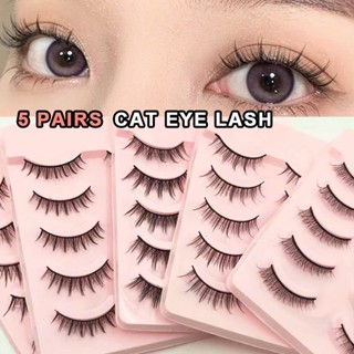 Lvcheryl 5 คู่ 3D ขนตาปลอม Lashs Natural Short Comics Daily Eyelashes Handmade Fake Eyelash Extension เครื่องมือแต่งหน้า