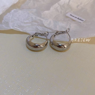 DREJEW ต่างหูแฟชั่น ชุบทอง 18k ทรงกลม เรขาคณิต สไตล์ญี่ปุ่น เกาหลี เรียบง่าย