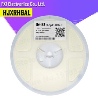 ตัวเก็บประจุฟิล์มเซรามิค แบบหนา 0603 SMD ชิป hjxrhgal 330PF ~ 10UF 0.5PF 1PF 2PF 4.7PF 7PF 10PF 15PF 20PF 30PF 47PF 75PF 100PF 150PF 200PF 300PF 4000 ชิ้น