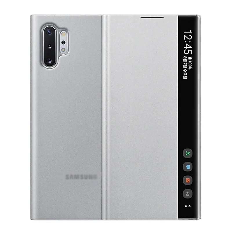 ของแท้ เคสโทรศัพท์มือถือหนัง ฝาพับกระจกใส สําหรับ Samsung Note10 Plus 5G Galaxy Note 10
