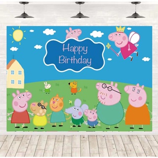 ธีม Peppa Pig ขนาด 5x4 ฟุต สําหรับตกแต่งพื้นหลังถ่ายภาพเด็ก ปาร์ตี้วันเกิด