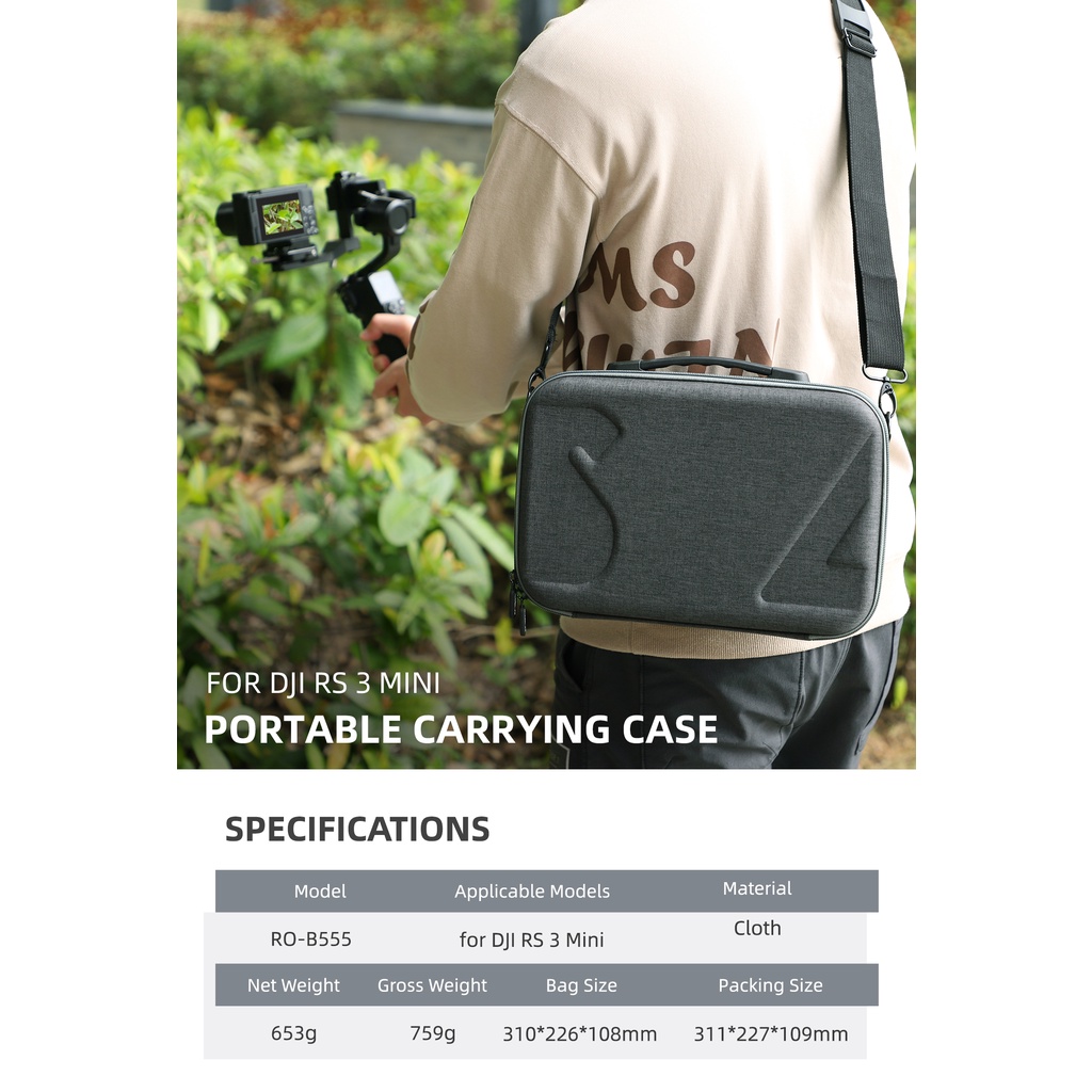 กระเป๋าถือ กระเป๋าสะพายไหล่ ขนาดพกพา กันน้ํา สําหรับ Romin RS 3 Mini Gimbal DJI RS 3 Mini