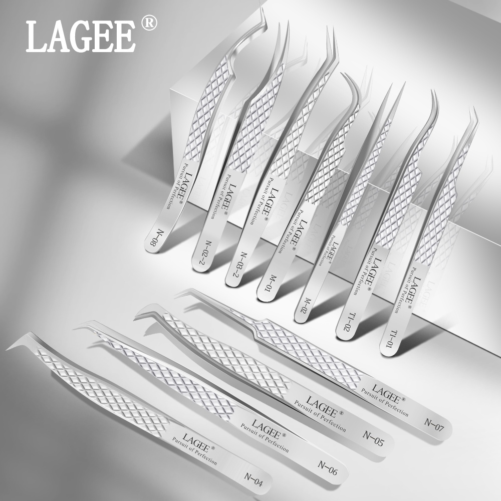 Lagee eyelash extension tweezer volume Precision luxury diamond grip 420 สแตนเลสคุณภาพสูงคิ้วจาก nagaraku แต่งหน้า