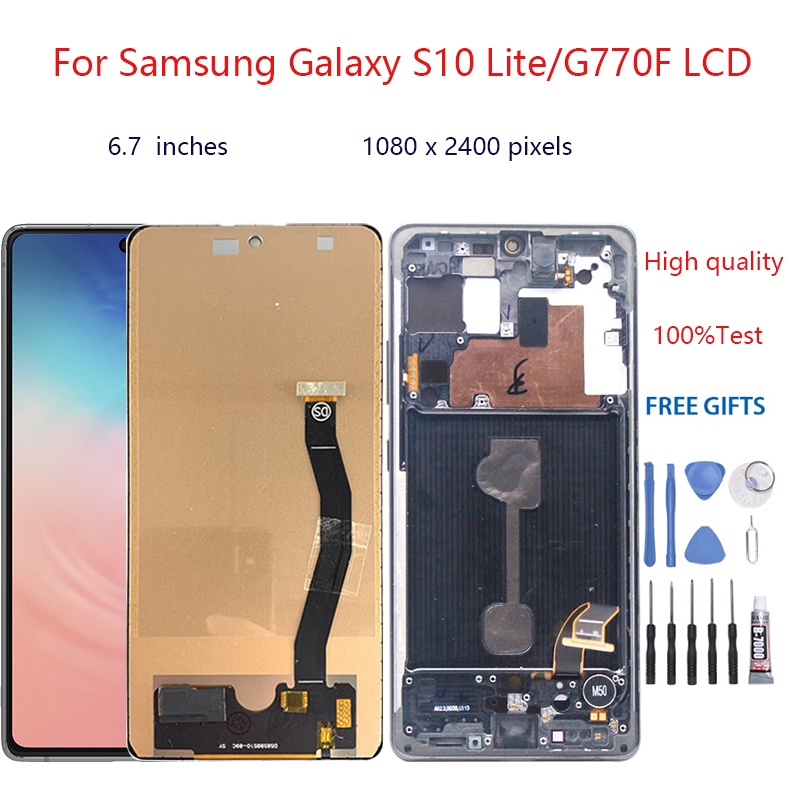 อะไหล่หน้าจอสัมผัสดิจิทัล LCD แบบเปลี่ยน สําหรับ Samsung Galaxy S10 Lite G770F S10 Lite G770F